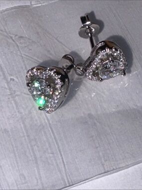 Genuine Moissanite 0.5 Carat Stud Earrings with Heart Shaped Halo